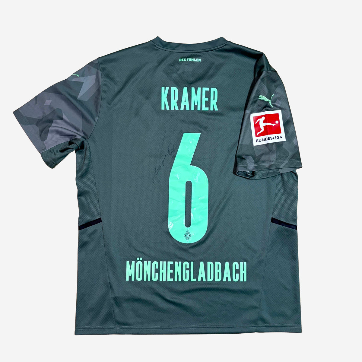 Borussia Mönchengladbach 2021/22 Kramer #6 Auswärts Trikot + Unterschrift